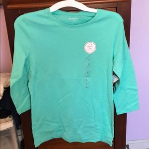 Teal quarter length sleeve shirt with tags